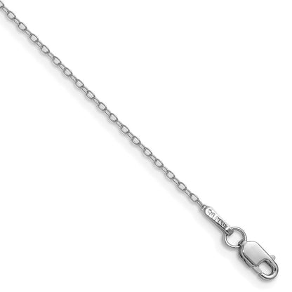 14K White Gold .8mm Forzantine Cable Chain Anklet