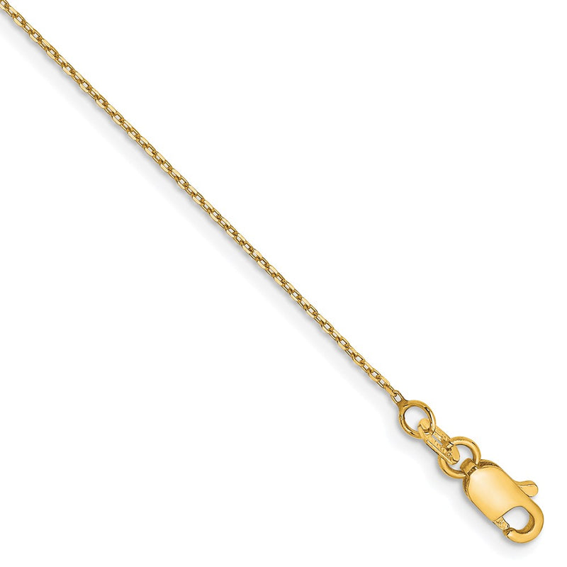 14K Yellow Gold .8mm D/c Forzantine Cable Chain Anklet
