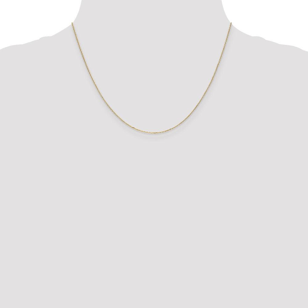 14K Yellow Gold .8mm Diamond-Cut Cable With Spring Ring Clasp Chain Necklace