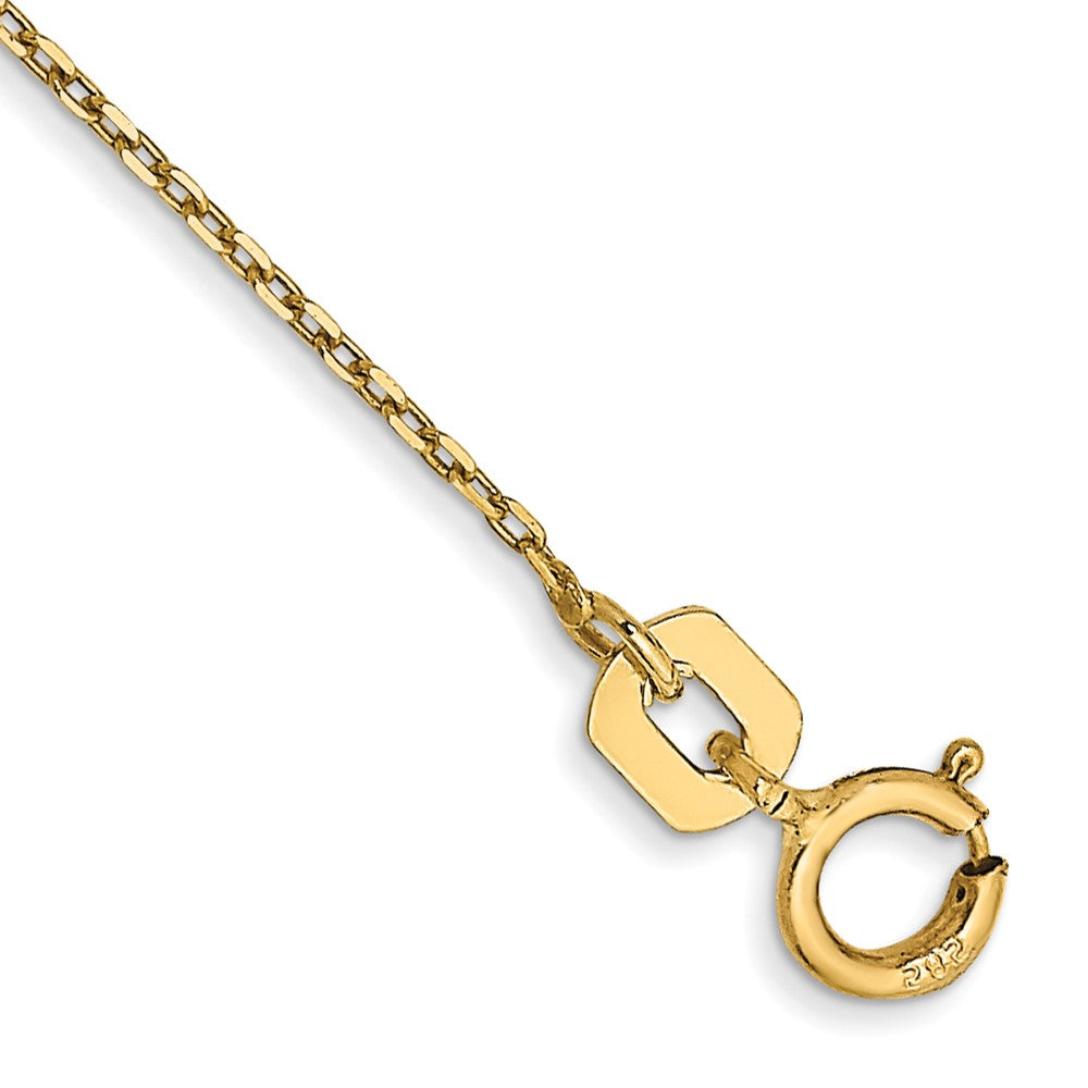 14K Yellow Gold 9 Inch .8mm Diamond-Cut Cable With Spring Ring Clasp Anklet