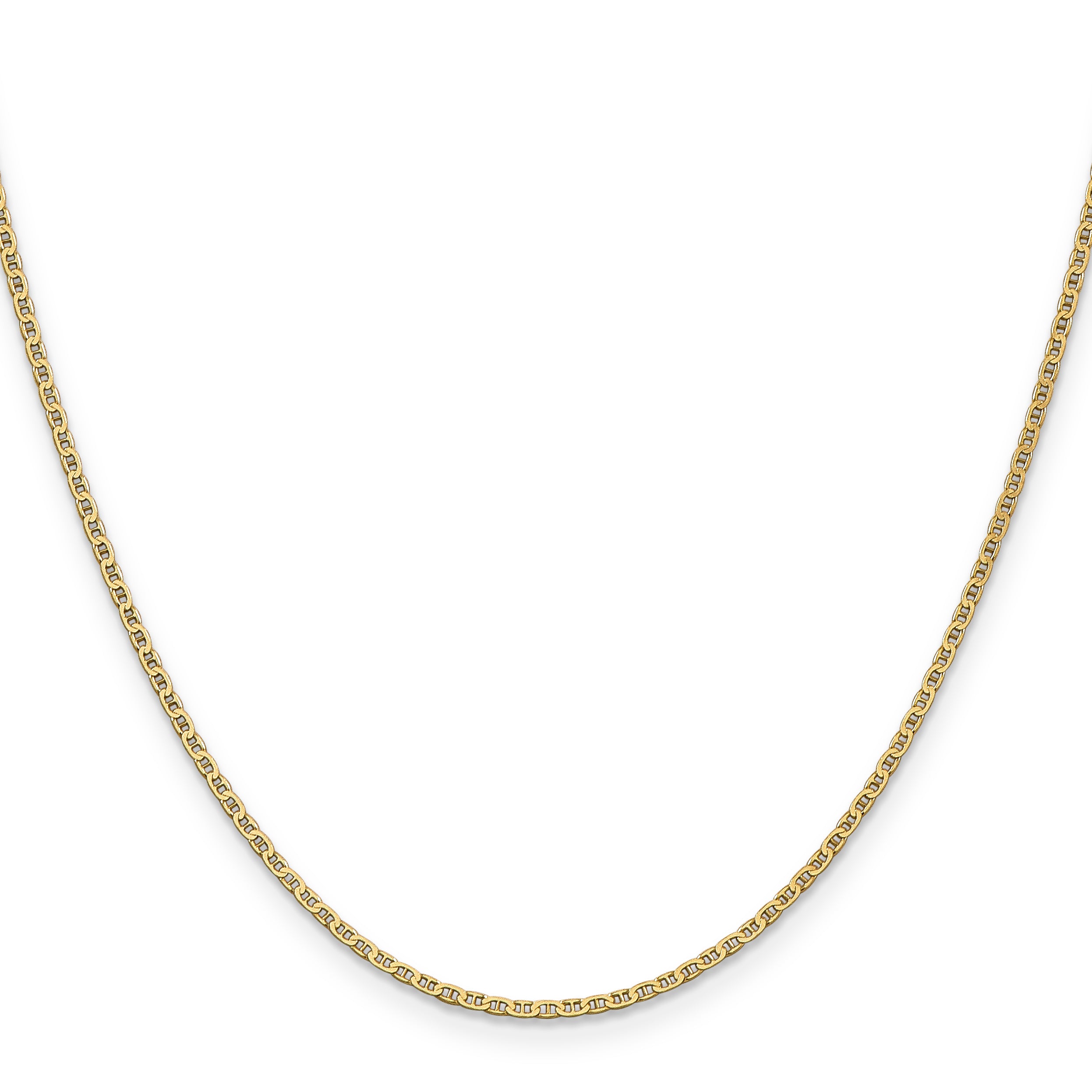 14K Yellow Gold 14 Inch 1.5mm Lightweight Flat Anchor Link With Lobster Clasp Pendant Chain