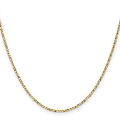 14K Yellow Gold 14 Inch 1.5mm Lightweight Flat Anchor Link With Lobster Clasp Pendant Chain