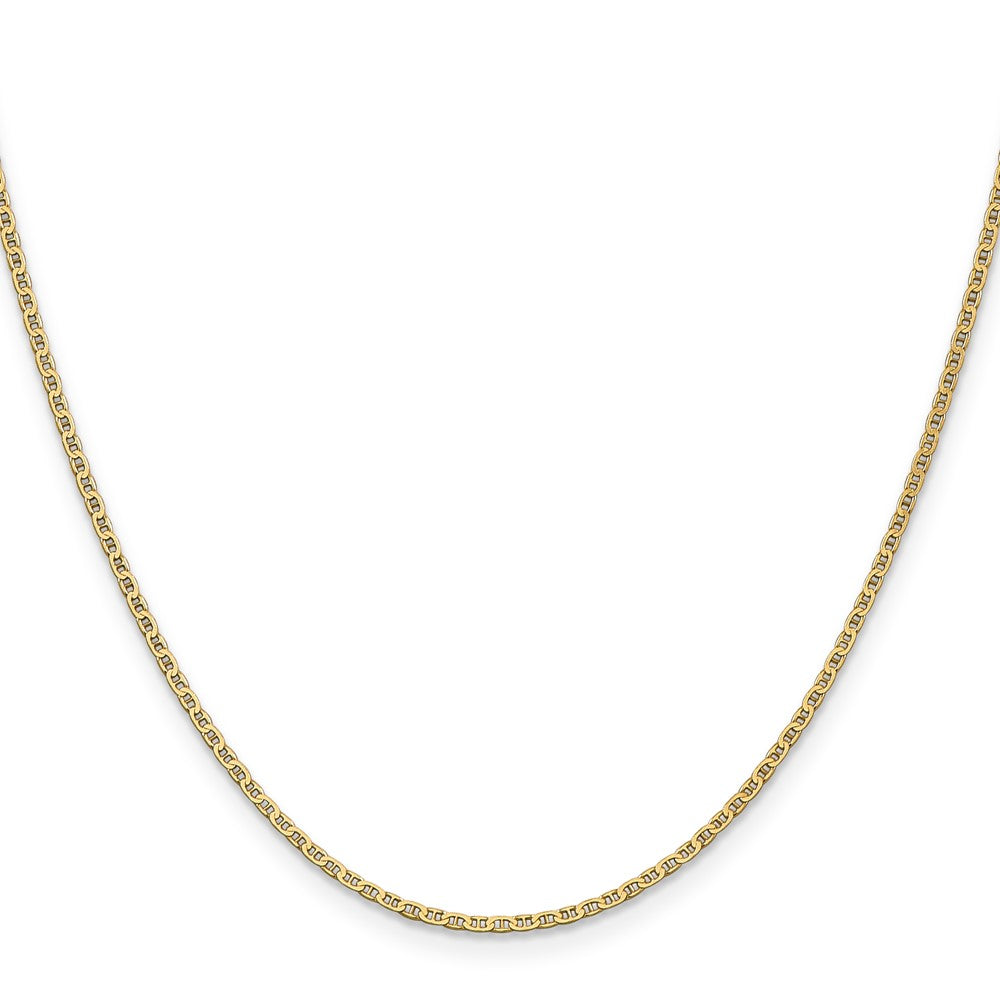 14K Yellow Gold 16 Inch 1.5mm Lightweight Flat Anchor Link With Lobster Clasp Pendant Chain Necklace