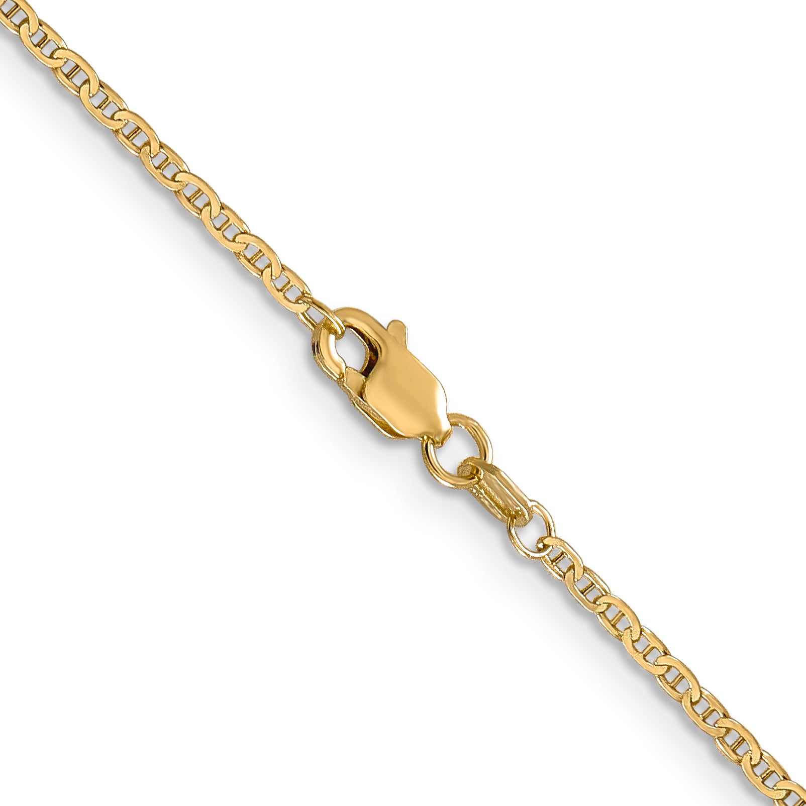 14K Yellow Gold 14 Inch 1.5mm Lightweight Flat Anchor Link With Lobster Clasp Pendant Chain