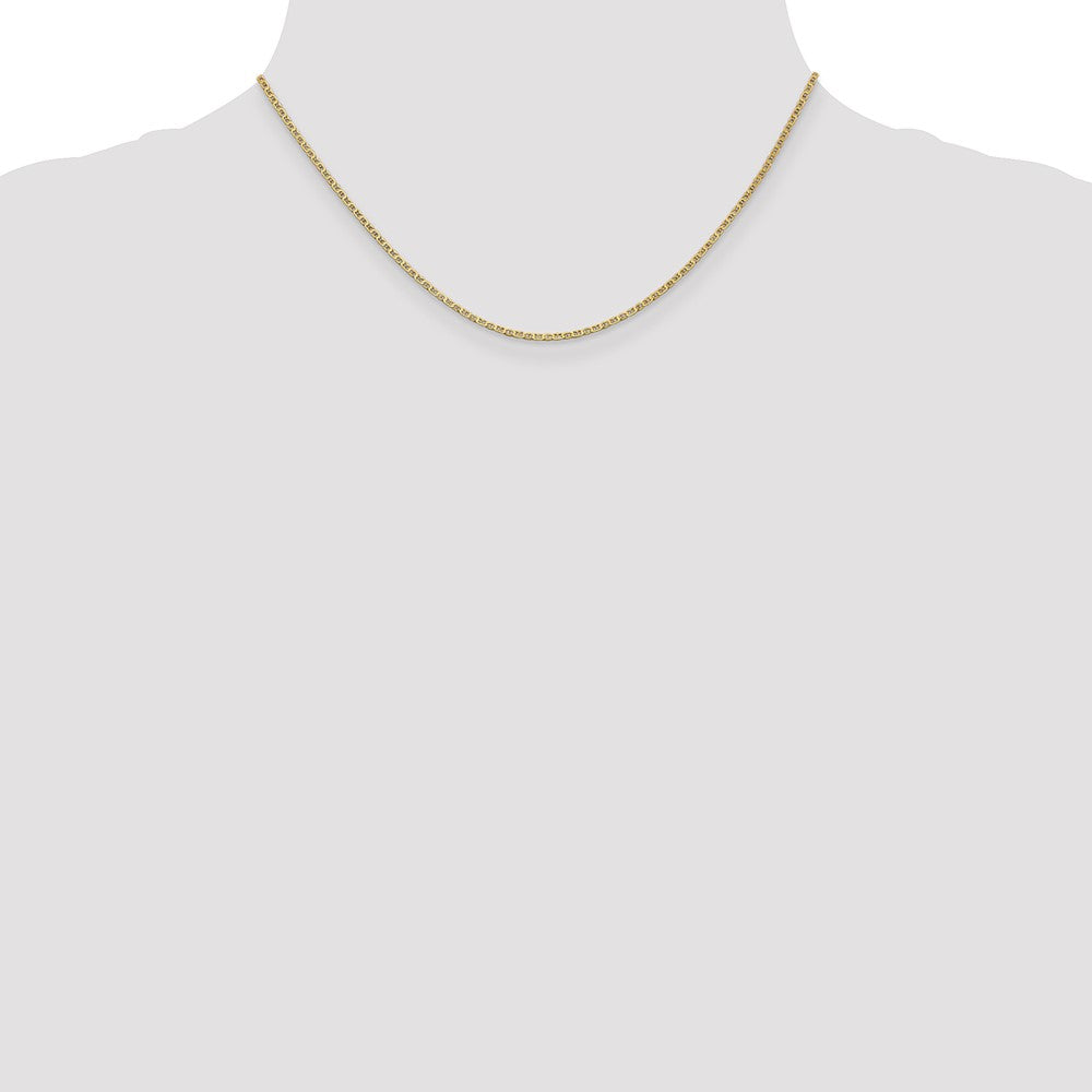 14K Yellow Gold 16 Inch 1.5mm Lightweight Flat Anchor Link With Lobster Clasp Pendant Chain Necklace