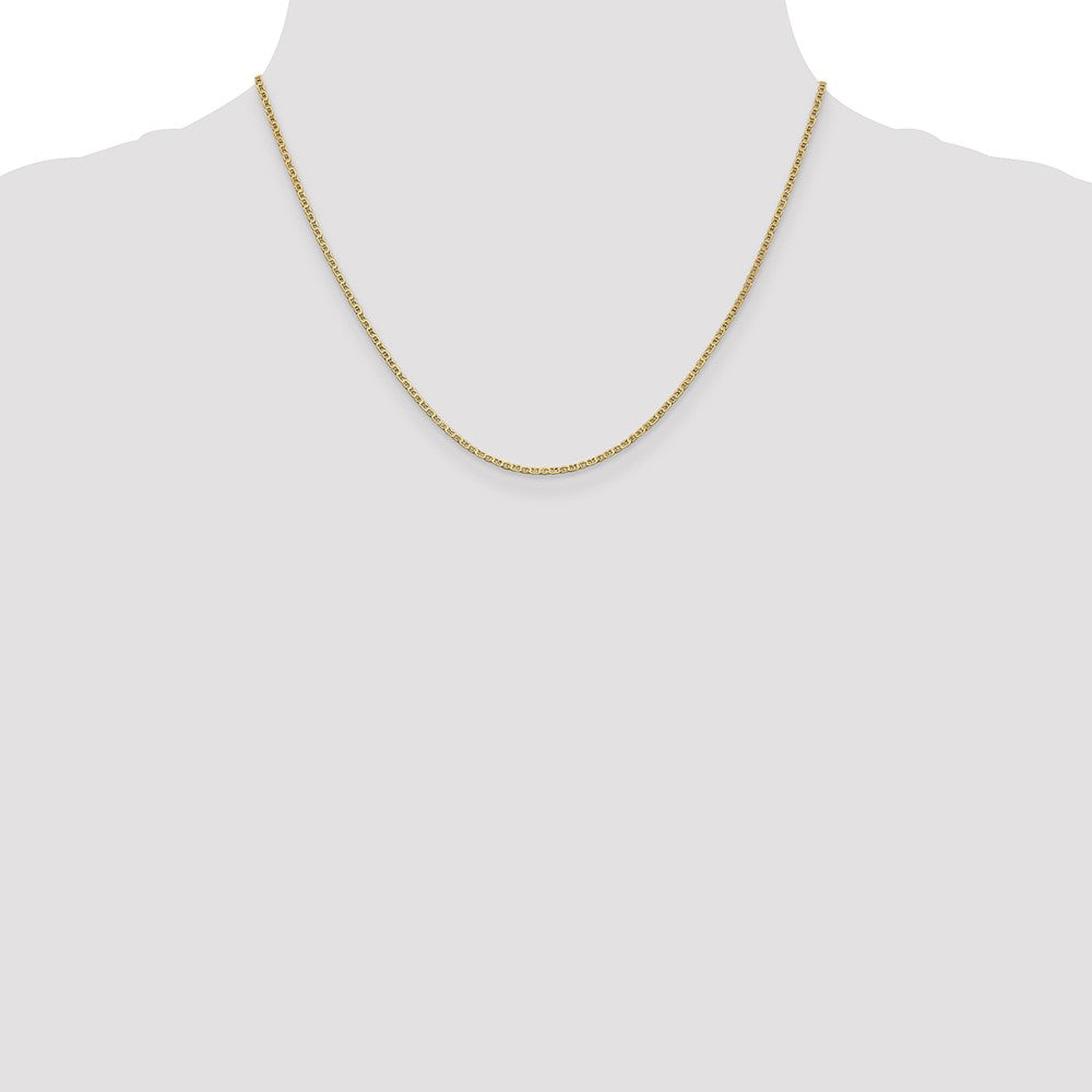14K Yellow Gold 1.5mm Lightweight Flat Anchor Link With Lobster Clasp Pendant Chain Necklace