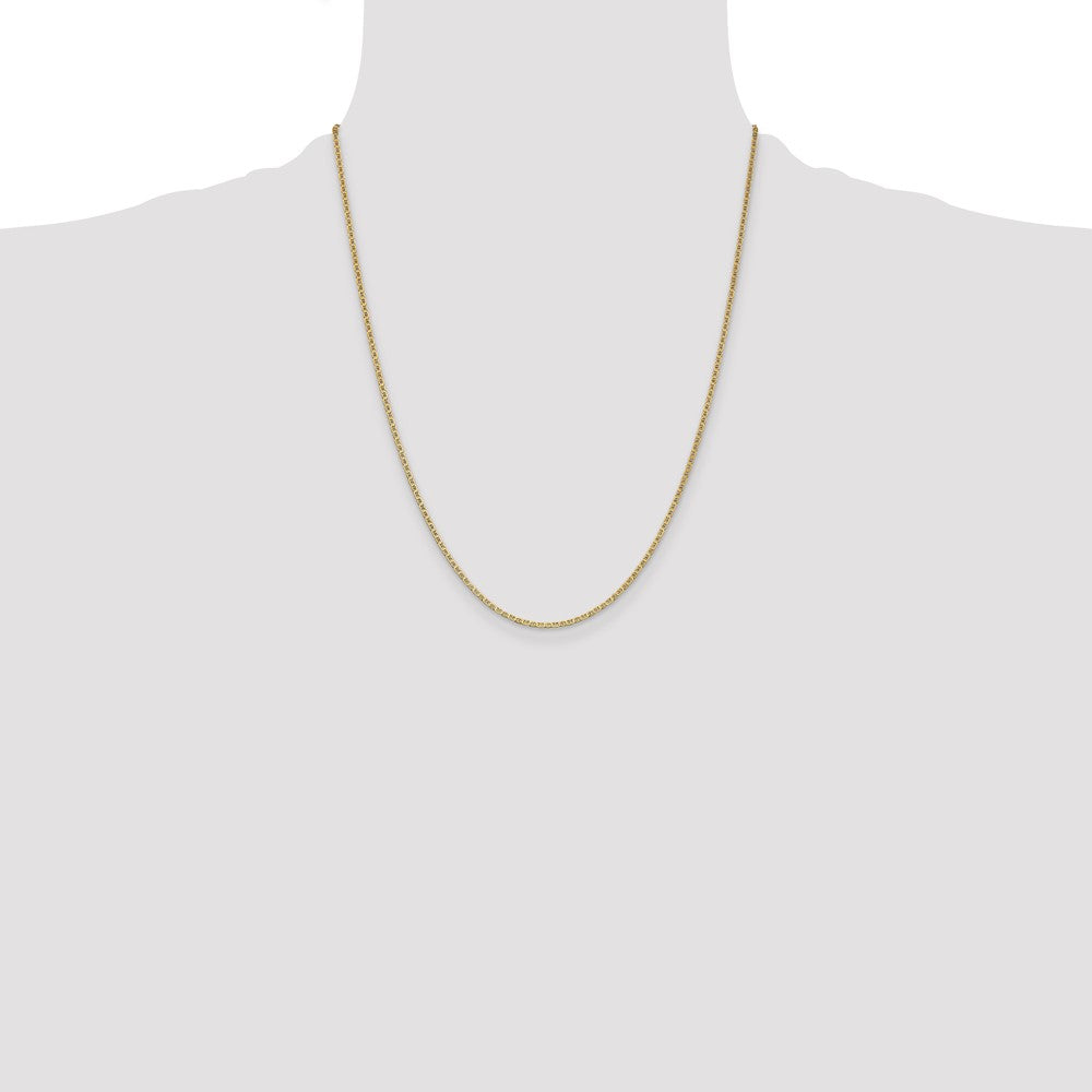 14K Yellow Gold 22 Inch 1.5mm Lightweight Flat Anchor Link With Lobster Clasp Pendant Chain Necklace