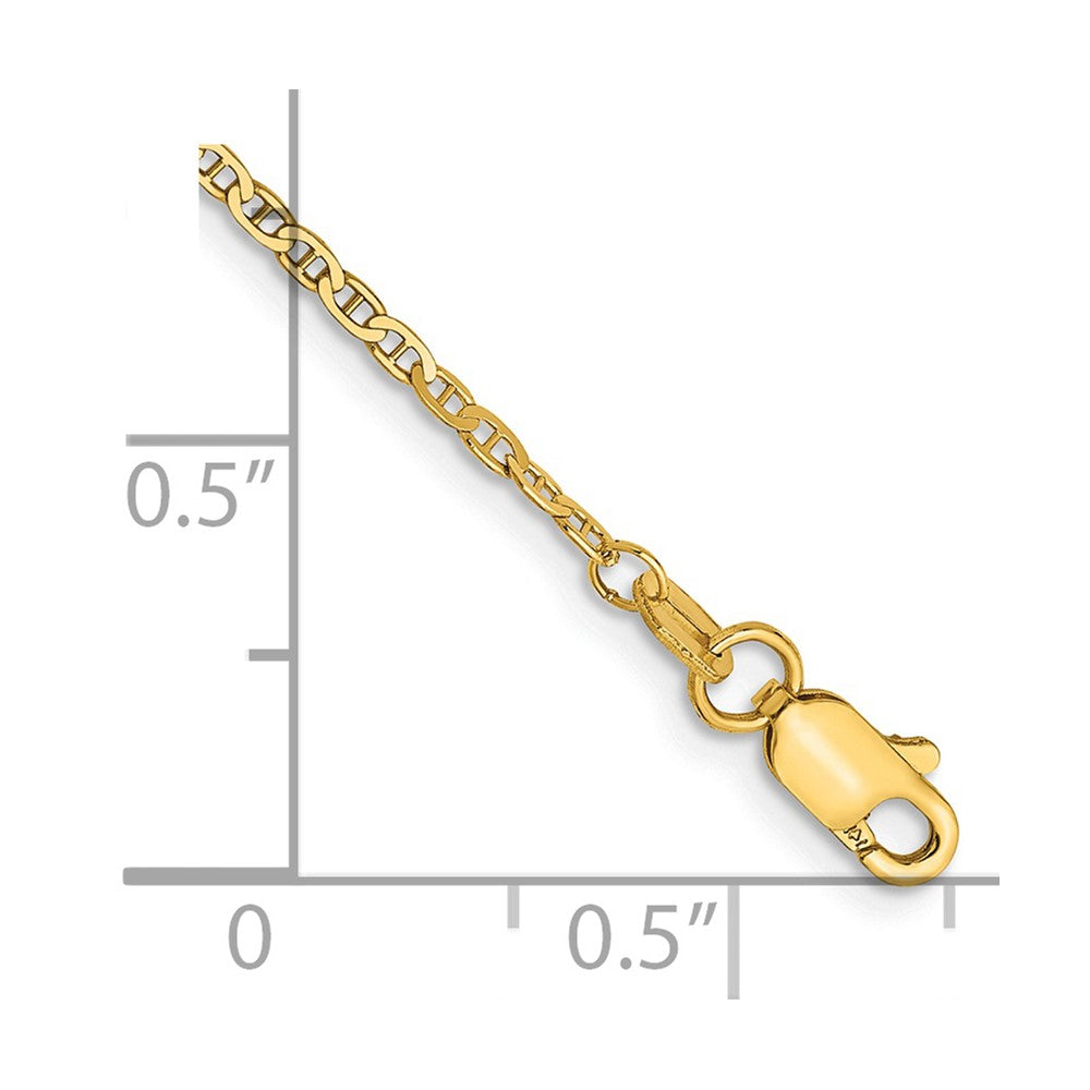 14K Yellow Gold 10 Inch 1.5mm Lightweight Flat Anchor Link With Lobster Clasp Chain Anklet