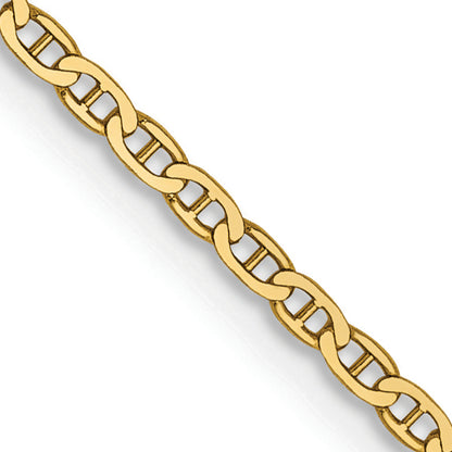 14K Yellow Gold 14 Inch 1.5mm Lightweight Flat Anchor Link With Lobster Clasp Pendant Chain