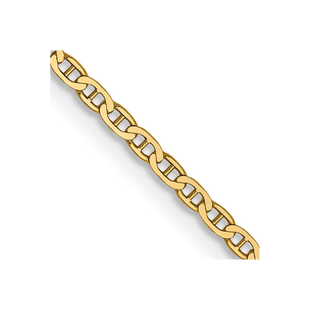 14K Yellow Gold 16 Inch 1.5mm Lightweight Flat Anchor Link With Lobster Clasp Pendant Chain Necklace