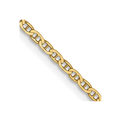 14K Yellow Gold 16 Inch 1.5mm Lightweight Flat Anchor Link With Lobster Clasp Pendant Chain Necklace