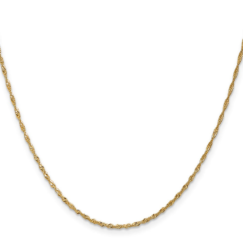14K Yellow Gold 30 Inch 1.40mm Singapore With Spring Ring Clasp Chain Necklace
