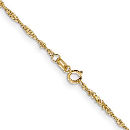 14K Yellow Gold 16 inch 1.40mm Singapore with Spring Ring Clasp Chain Necklace