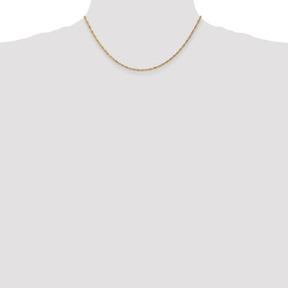 14K Yellow Gold 16 inch 1.40mm Singapore with Spring Ring Clasp Chain Necklace