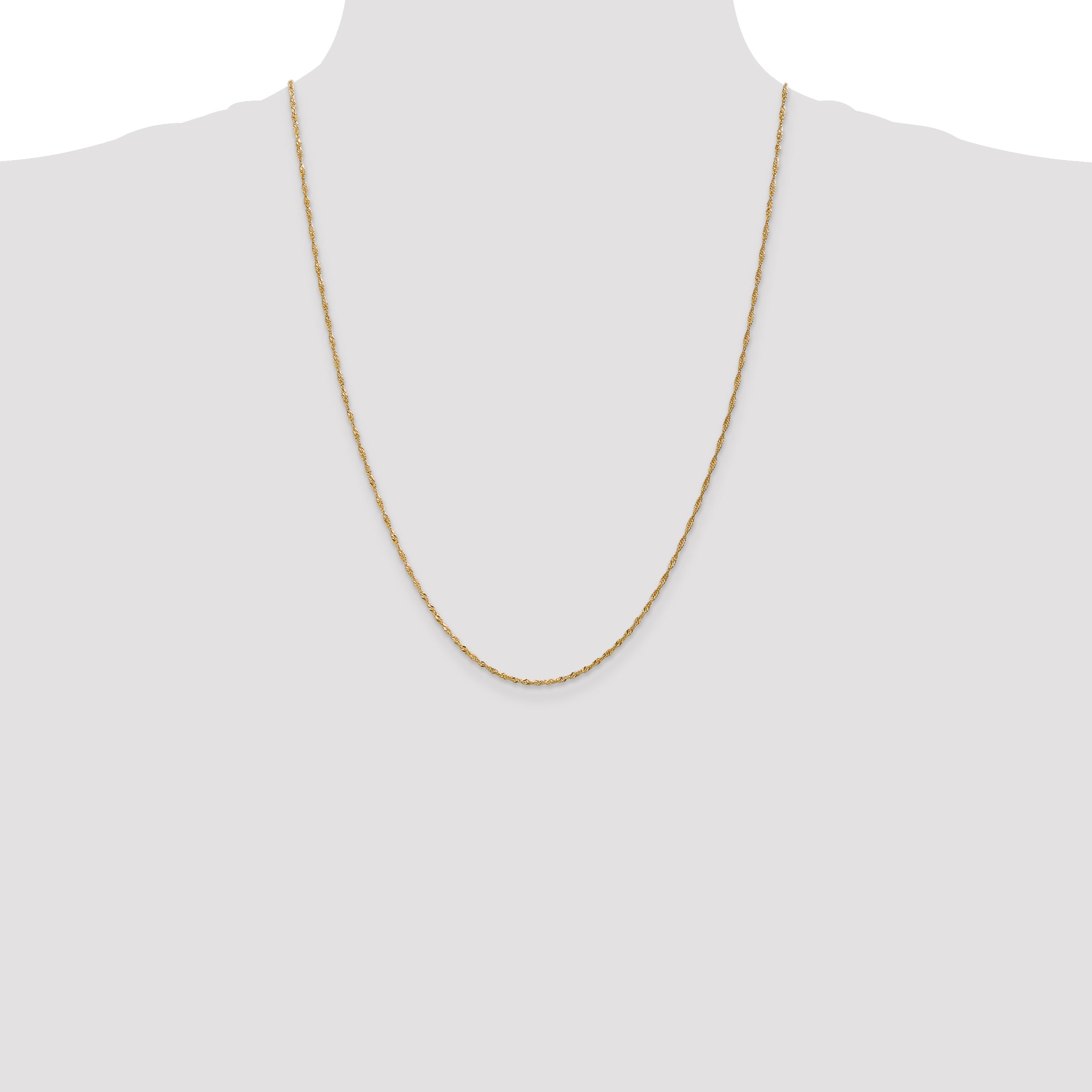 14K Yellow Gold 24 Inch 1.40mm Singapore With Spring Ring Clasp Chain Necklace