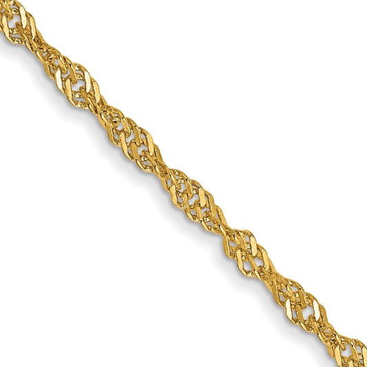 14K Yellow Gold 16 inch 1.40mm Singapore with Spring Ring Clasp Chain Necklace