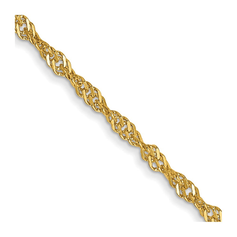 14K Yellow Gold 16 inch 1.40mm Singapore with Spring Ring Clasp Chain Necklace