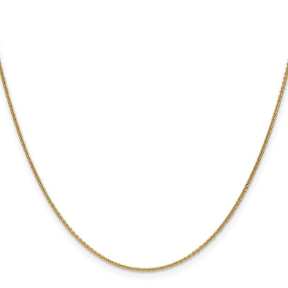 14K Yellow Gold 1mm Round Open Link Cable With Lobster Clasp Chain Necklace