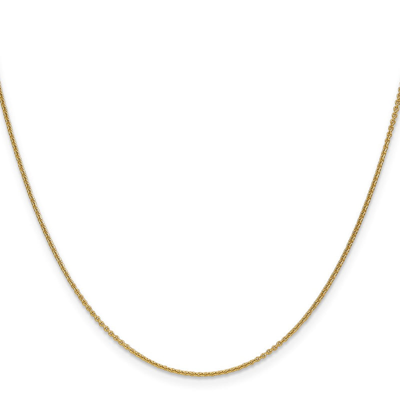 14K Yellow Gold 20 Inch 1mm Round Open Link Cable With Lobster Clasp Chain Necklace