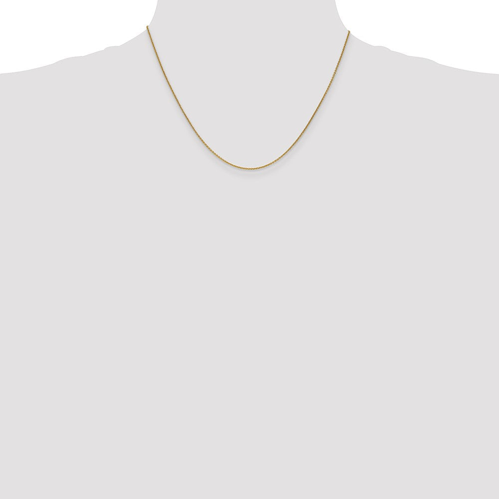 14K Yellow Gold 1mm Round Open Link Cable With Lobster Clasp Chain Necklace