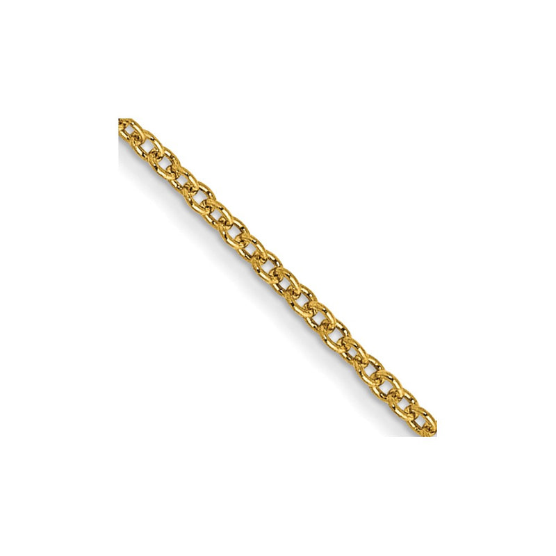 14K Yellow Gold 20 Inch 1mm Round Open Link Cable With Lobster Clasp Chain Necklace