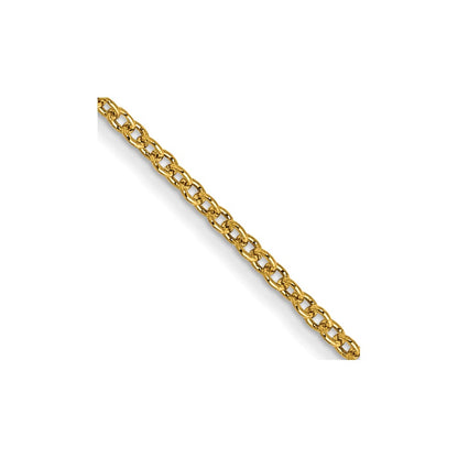 14K Yellow Gold 1mm Round Open Link Cable With Lobster Clasp Chain Necklace