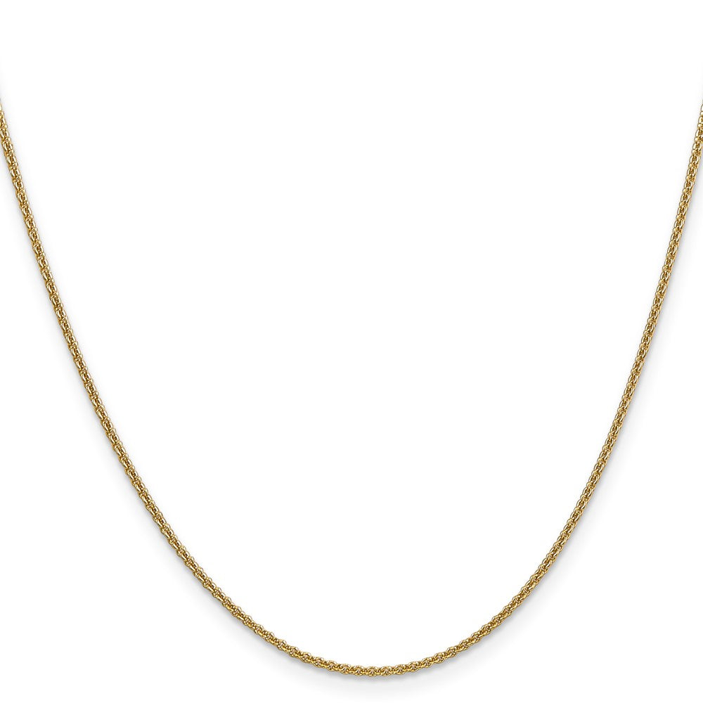 14K Yellow Gold 16 Inch 1.4mm Round Open Link Cable With Lobster Clasp Chain Necklace
