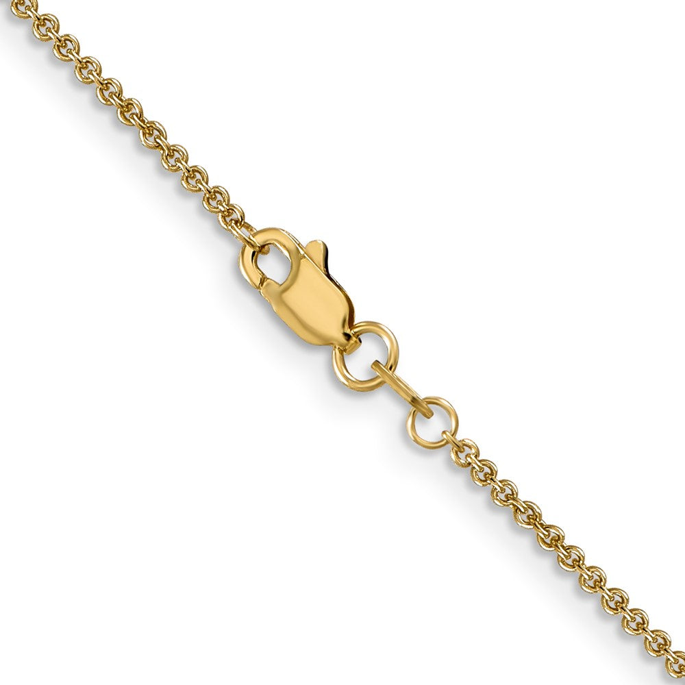 14K Yellow Gold 16 Inch 1.4mm Round Open Link Cable With Lobster Clasp Chain Necklace