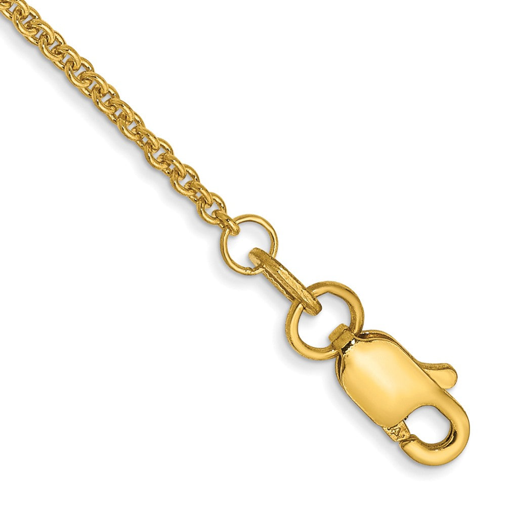 14K Yellow Gold 1.4mm Round Open Link Cable With Lobster Clasp Chain Anklet