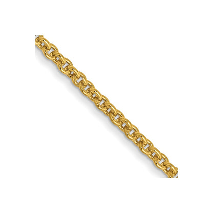 14K Yellow Gold 16 Inch 1.4mm Round Open Link Cable With Lobster Clasp Chain Necklace