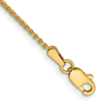 14K Yellow Gold 9 Inch 1.25mm Diamond-Cut Spiga With Lobster Clasp Anklet