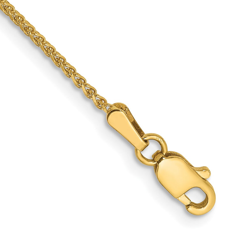 14K Yellow Gold 1.25mm Diamond-Cut Spiga With Lobster Clasp Chain Anklet