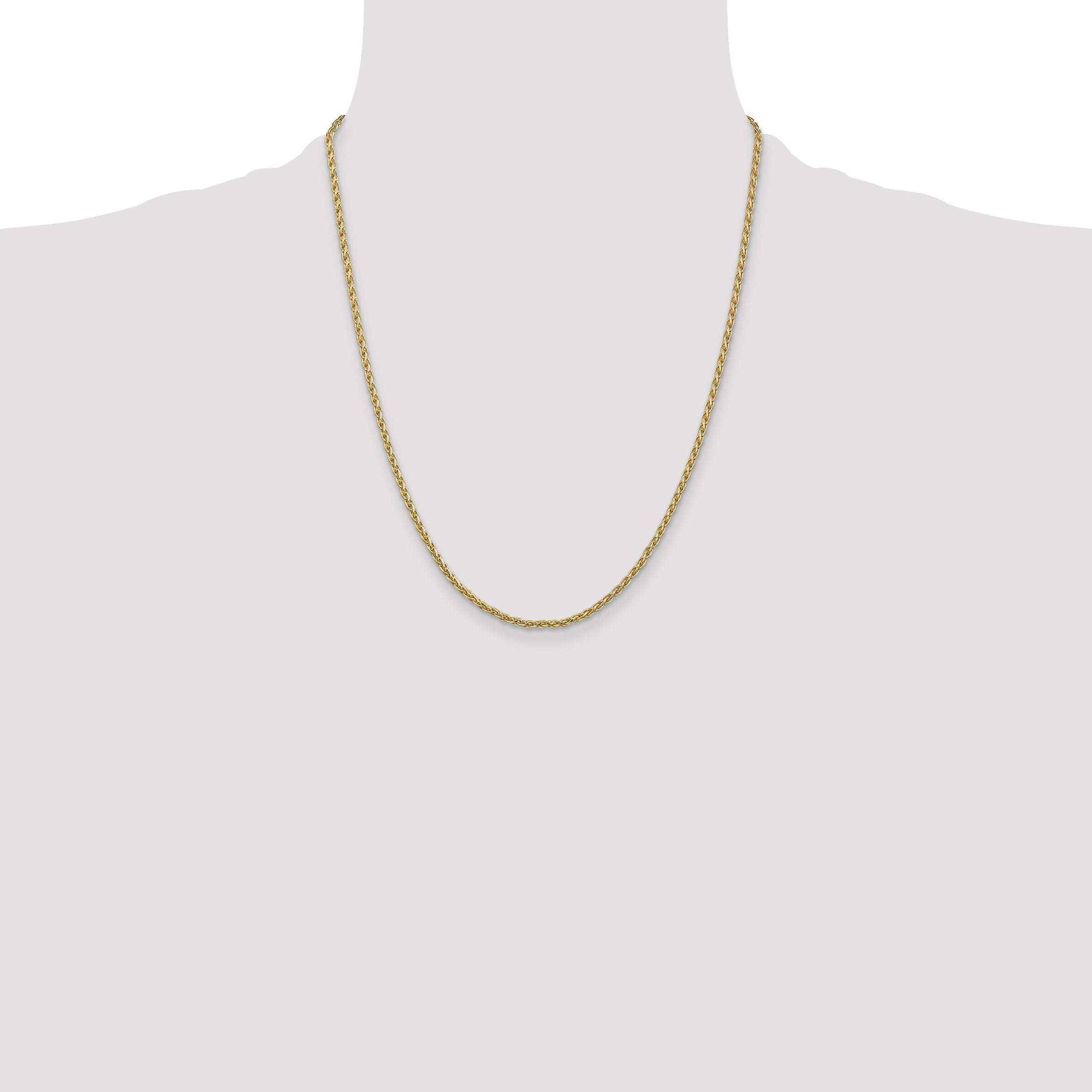 14K Yellow Gold 22 Inch 2.25mm Parisian Wheat With Lobster Clasp Chain Necklace