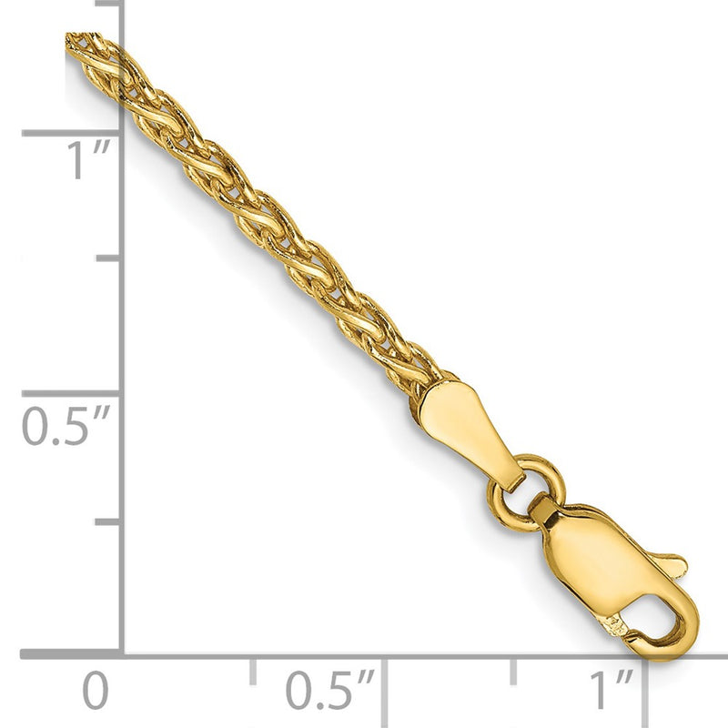 14K Yellow Gold 2.25mm Parisian Wheat With Lobster Clasp Chain Bracelet