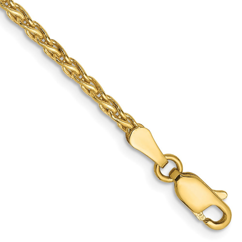 14K Yellow Gold 2.25mm Parisian Wheat With Lobster Clasp Chain Bracelet