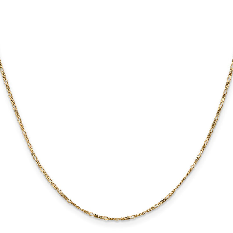 14K Yellow Gold 18 inch 1.25mm Flat Figaro with Spring Pendant Ring Pendant Chain Necklace