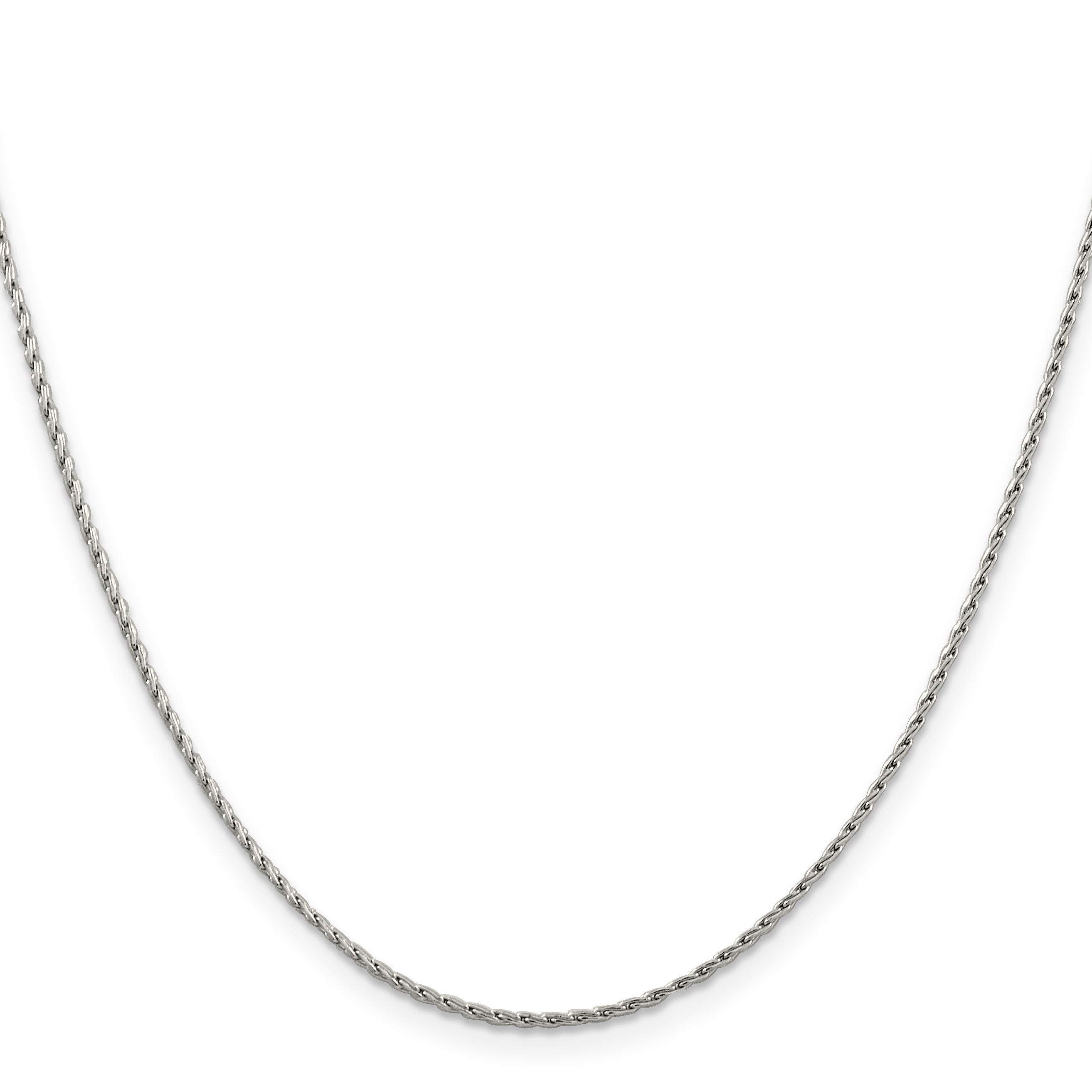 14K White Gold 16 Inch 1.25mm Round Parisian Wheat With Lobster Clasp Chain Necklace
