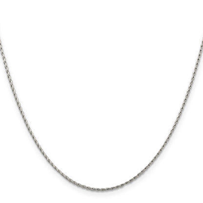 14K White Gold 16 Inch 1.25mm Round Parisian Wheat With Lobster Clasp Chain Necklace