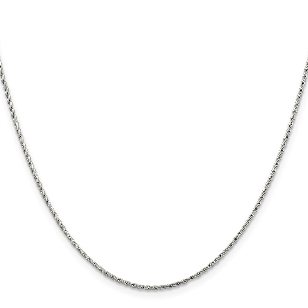 14K White Gold 1.25mm Round Parisian Wheat With Lobster Clasp Chain Necklace