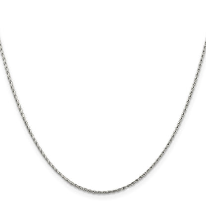 14K White Gold 1.25mm Round Parisian Wheat With Lobster Clasp Chain Necklace