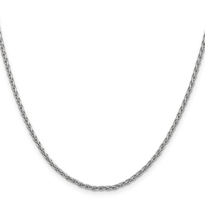 14K White Gold 16 Inch 2.25mm Parisian Wheat With Lobster Clasp Chain Necklace