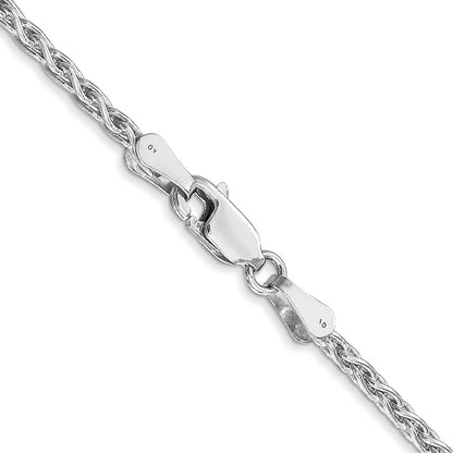 14K White Gold 2.25mm Parisian Wheat With Lobster Clasp Chain Necklace