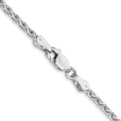 14K White Gold 18 Inch 2.25mm Parisian Wheat With Lobster Clasp Chain Necklace