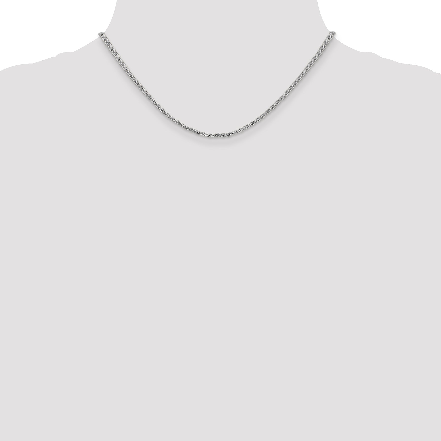 14K White Gold 16 Inch 2.25mm Parisian Wheat With Lobster Clasp Chain Necklace
