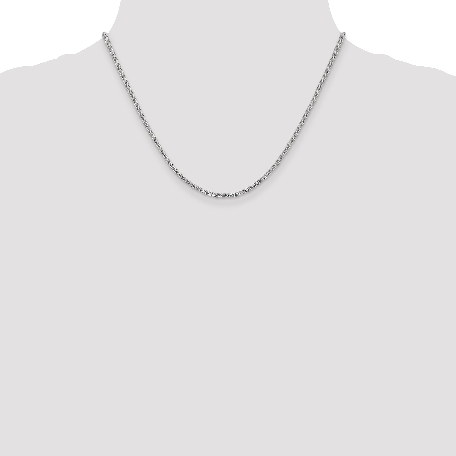 14K White Gold 18 Inch 2.25mm Parisian Wheat With Lobster Clasp Chain Necklace