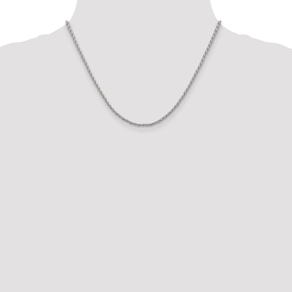 14K White Gold 18 Inch 2.25mm Parisian Wheat With Lobster Clasp Chain Necklace