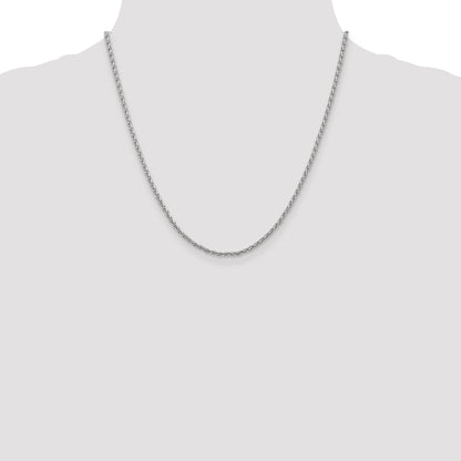14K White Gold 20 Inch 2.25mm Parisian Wheat With Lobster Clasp Chain Necklace