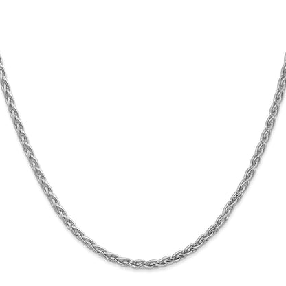 14K White Gold 4mm Parisian Wheat With Lobster Clasp Chain Necklace
