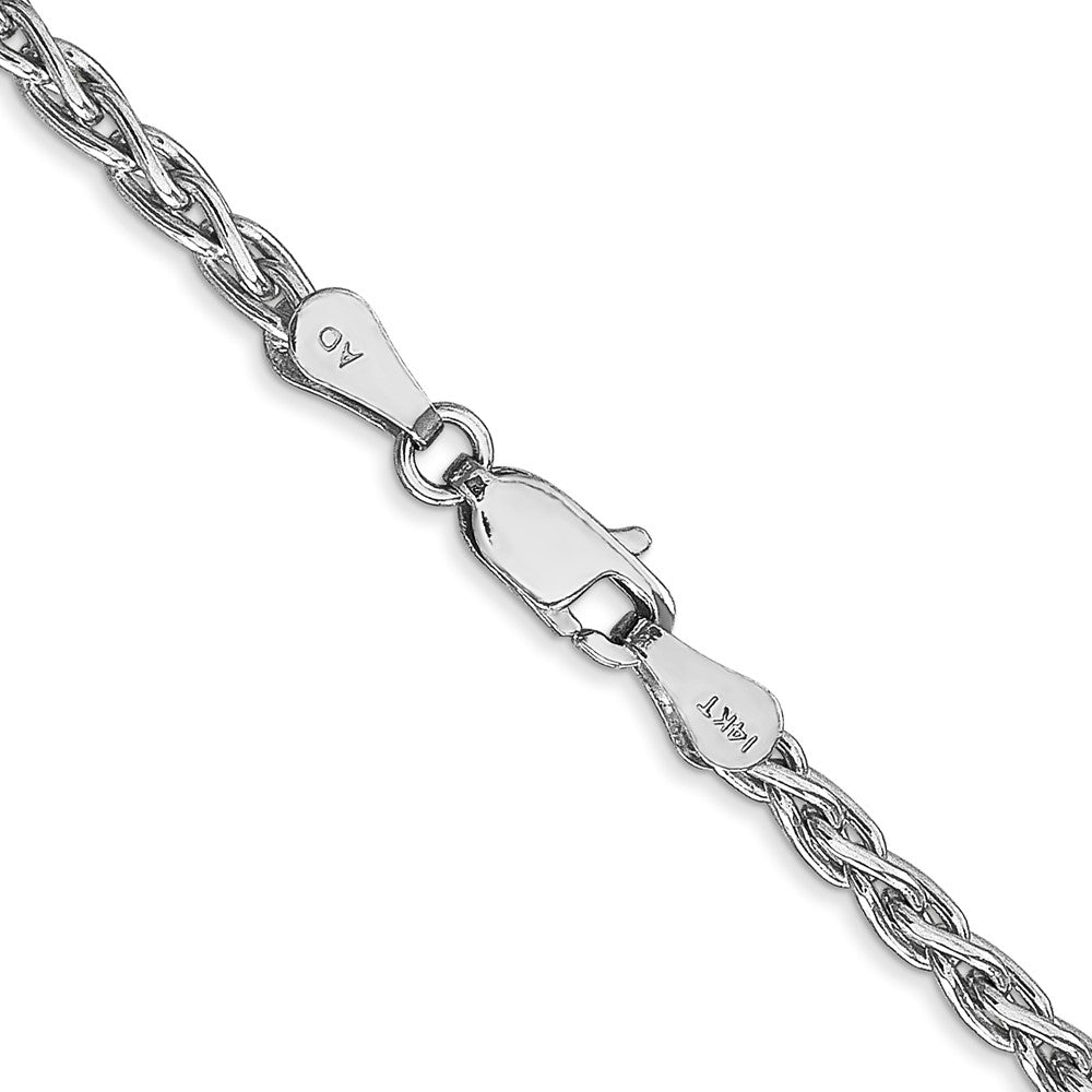 14K White Gold 4mm Parisian Wheat With Lobster Clasp Chain Necklace