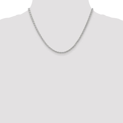 14K White Gold 18 Inch 4mm Parisian Wheat With Lobster Clasp Chain Necklace